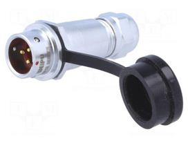 SF12 | plug | male | PIN: 3 | IP67 | 4÷6.5mm | 13A | soldering | for cable