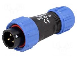 SP13 | plug | male | PIN: 3 | IP68 | 4÷6.5mm | 13A | soldering | for cable