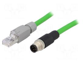 Adapter | RJ45 plug,M12 male | D code-Ethernet | PIN: 4 | straight | 2m