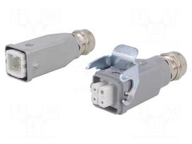 Connector: HDC | male + female | C146 | PIN: 4 | 3+PE | size A3 | straight