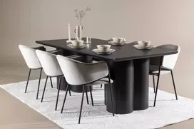 Venture Design Valgomojo komplektas Olivia valgomojo stalas ir Evelina valgomojo kėdė 210x100 cm juoda