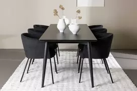 Venture Design Valgomojo komplektas Ellis valgomojo stalas su Berit valgomojo kėde 230x85 cm juodas