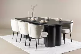 Venture Design Valgomojo komplektas Olivia valgomojo stalas su Agnes valgomojo kėde 210x100 cm juodas