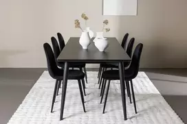 Venture Design Valgomojo komplektas Ellis valgomojo stalas su Polar valgomojo kėde 230x85 cm juodas