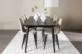 Venture Design Valgomojo komplektas Ellis valgomojo stalas su Polar valgomojo kėde 230x85 cm juodas