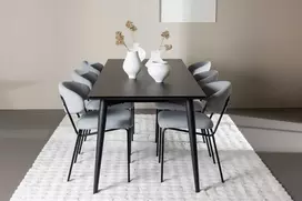 Venture Design Valgomojo komplektas Ellis valgomojo stalas su Chico valgomojo kėdė 230x85 cm juoda