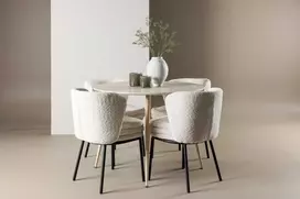 Venture Design Valgomojo komplektas Plaza valgomojo stalas su Agnes valgomojo kėde 100 cm balta MDF