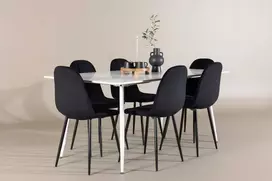 Venture Design Valgomojo komplektas Silar valgomojo stalas su Polar valgomojo kėdė 180x90 cm juoda balta