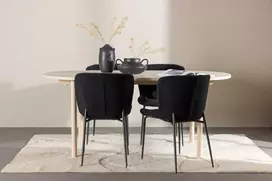 Venture Design Valgomojo stalo ir kėdžių komplektas Andy valgomojo stalas ir Modesto valgomojo kėdė 180x90 cm balta plienas