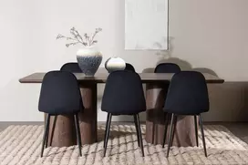 Venture Design Valgomojo stalas ir kėdžių komplektas Olivia 100x210 cm Juodas