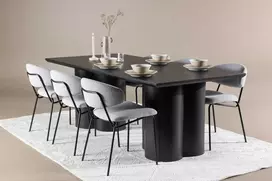 Venture Design Valgomojo komplektas Olivia valgomojo stalas su Chico valgomojo kėdėmis 210x100 cm juodas