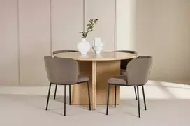 Venture Design Valgomojo komplektas Strada stalas ir Edina kėdė 120x170 cm balta ruda mediena