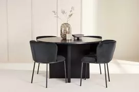 Venture Design Valgomojo komplektas Strada stalas su 4 Edina kėdėmis 120x170 cm juoda mediena