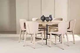 Venture Design Valgomojo komplektas Copenhagen stalas ir Astoria kėdės 140 cm smėlio spalvos
