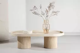 Venture Design Kavos staliukas Krille 120x60x35 cm Smėlio spalvos MDF