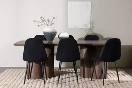 Venture Design Valgomojo komplektas Olivia valgomojo stalas su Polar valgomojo kėde 100x210 cm juoda moka mediena plienas