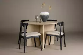 Venture Design Valgomojo komplektas Tyresö stalas ir Ven kėdė 120 cm balinto juodo spalvos