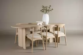 Venture Design Valgomojo komplektas Tyresö stalas su Ven kėde 100x220 cm balintos medienos