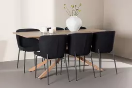 Venture Design Valgomojo komplektas Modesto valgomojo kėdė ir Piazza valgomojo stalas 180x90 cm juoda moka plienas