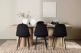 Venture Design Valgomojo stalo ir kėdžių komplektas Olivia valgomojo stalas su Polar valgomojo kėde 210x100 cm balta metalas apmušalas