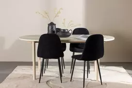 Venture Design Valgomojo komplektas Andy valgomojo stalas su Polar valgomojo kėdė 180x90 cm juoda