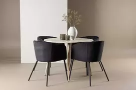 Venture Design Valgomojo komplektas Plaza valgomojo stalas ir Berit valgomojo kėdė 100 cm balta MDF