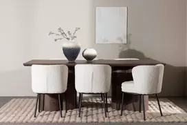 Venture Design Valgomojo stalo ir kėdžių komplektas Olivia valgomojo stalas su Agnes valgomojo kėde 100x210 cm balta plienas MDF