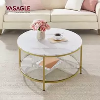 TV staliukas Songmics Kavos staliukas 80x80x45 cm Baltas Stiklas Su Saugykla