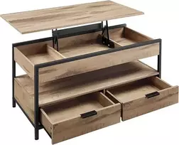 TV staliukas Songmics Kavos staliukas 100x50x48 cm Rudas Juodas Su daiktadėže