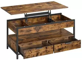 TV staliukas Songmics Kavos staliukas 100x50x48 cm Rudas Juodas su daiktadėže