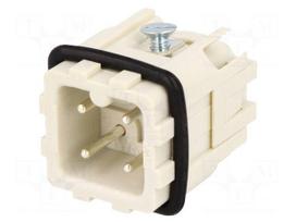 Connector: HDC | contact insert | male | S-A | PIN: 4 | 3+PE | size 3A