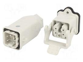 Connector: HDC | male + female | S-A | PIN: 5 | 4+PE | size 3A | straight
