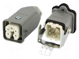 Connector: HDC | male + female | S-A | PIN: 5 | 4+PE | size 3A | straight