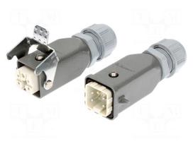 Connector: HDC | male + female | PIN: 5 | 4+PE | size 3A | for cable