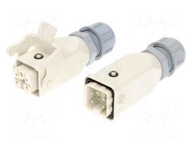 Connector: HDC | male + female | PIN: 5 | 4+PE | size 3A | for cable