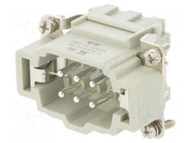 Connector: HDC | male | HE | PIN: 6 | 6+PE | size 3 | 16A | 500V | 0.5÷2.5mm2