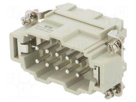 Connector: HDC | male | HE | PIN: 10 | 10+PE | size 4 | 16A | 500V | for cable
