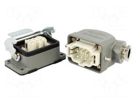 Connector: HDC | male + female | S-E | PIN: 6 | 6+PE | size 6B | angled