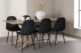 Venture Design Valgomojo stalas ir kėdžių komplektas Piazza valgomojo stalas su Polar valgomojo kėde 180x90 cm juoda mocha