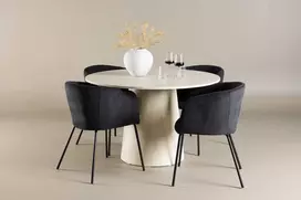 Venture Design Valgomojo komplektas Lanzo valgomojo stalas su Berit valgomojo kėde 120 cm balta