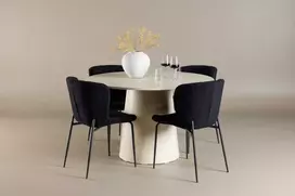 Venture Design Valgomojo komplektas Lanzo valgomojo stalas su Modesto valgomojo kėdė 120 cm balta poliesteris