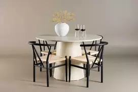 Venture Design Valgomojo komplektas Lanzo stalas su Alfons kėdėmis 120 cm smėlio spalvos