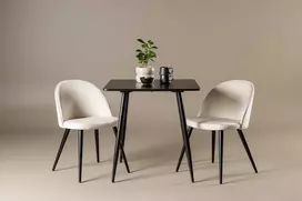 Venture Design Valgomojo komplektas Polar valgomojo stalas su aksominėmis kėdėmis 75x75 cm juodas smėlio spalvos MDF