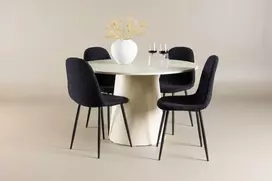 Venture Design Valgomojo komplektas Lanzo valgomojo stalas su Polar valgomojo kėdė 120 cm balta poliesteris