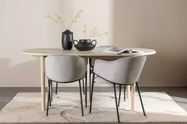 Venture Design Valgomojo komplektas Andy valgomojo stalas su Evelina valgomojo kėde 180x90 cm balintos medienos