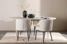 Venture Design Valgomojo stalo ir kėdžių komplektas 180x90 cm baltas plienas MDF
