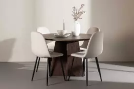Venture Design Valgomojo komplektas Bootcut stalas su Polar kėdėmis 110 cm Mocha rusvai gelsvas MDF