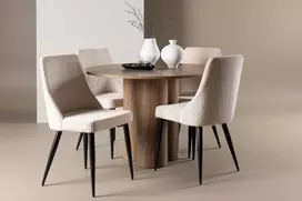 Venture Design Valgomojo komplektas Olivia valgomojo stalas su Leone kėdėmis 110 cm smėlio spalvos