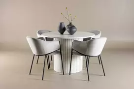 Venture Design Valgomojo komplektas Häron su Evelina kėdėmis 110 cm Balta Pilka MDF
