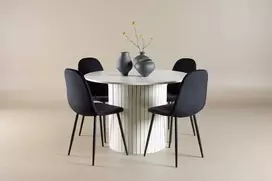 Venture Design Valgomojo komplektas Härön valgomojo stalas su Polar valgomojo kėde 110 cm balta juoda